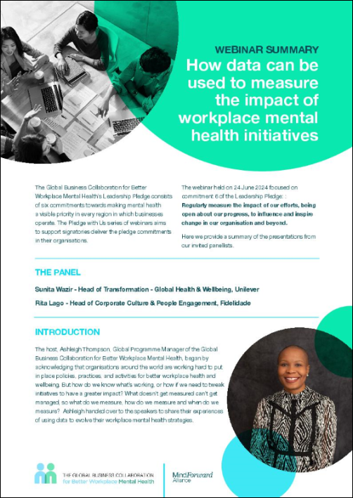 Using data to measure the impact or workplace mental health initiatives Using data to measure the impact or workplace mental health initiatives