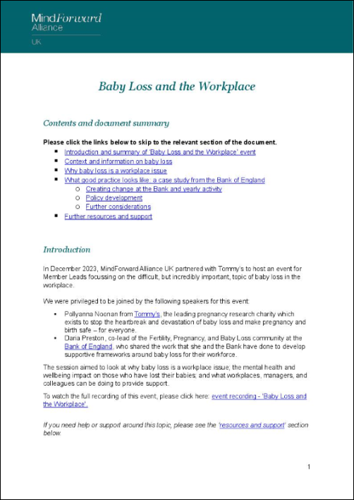 Baby loss and the workplace Baby loss and the workplace
